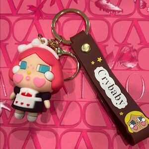 Charming Pink Character Keychain with Crybaby Tag